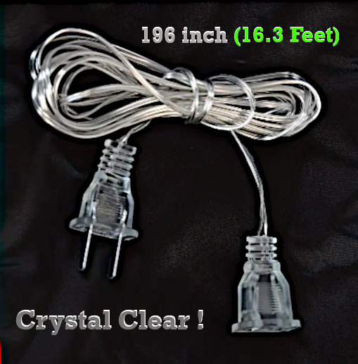 Clear Transparent 5M 196 Inch ( 16.3 Feet ) Power Extension Cord [Free Shipping !]