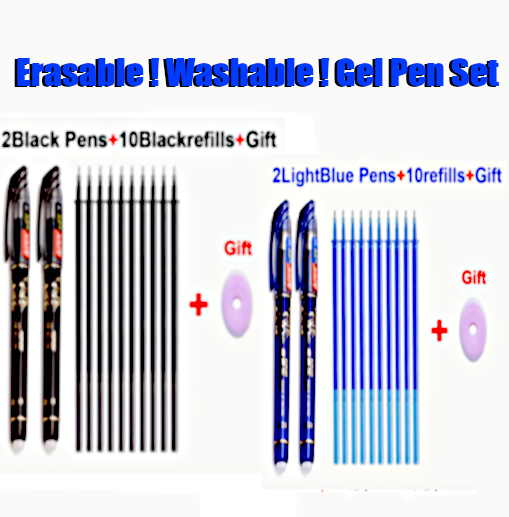 2 Pc Premier  Erasable ! Washable ! Gel Pen Set with 10 Refills [Free Shipping !]