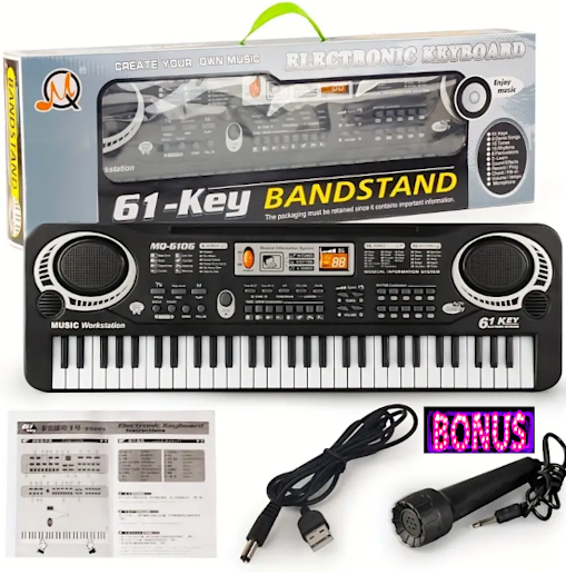 Deluxe 61 key Multifunction Digital Piano with Recording Function and BONUS Sing-Along Mike !!