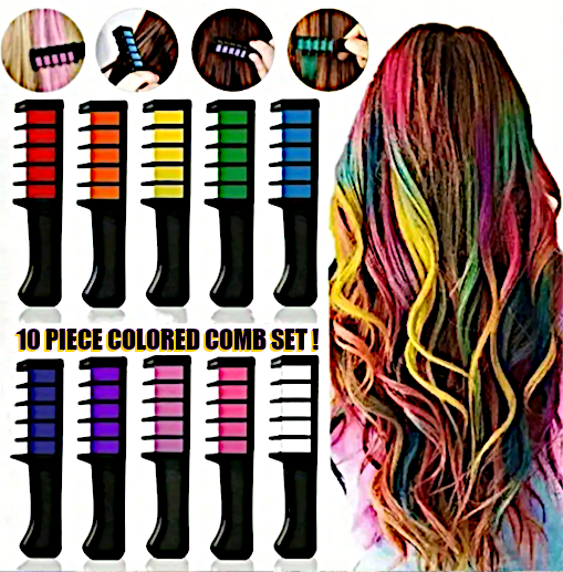 10 PC  Assorted Hair Color Combs Set [Free Shipping !]