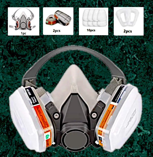 Complete 15 In One Respirator Reusable Half Facepiece,Filters  and Covers Set   For Gas Respirator Painting Welding Woodworking Painting,Staining,Car Spraying,Sanding &Cutting against Dust/Organic Vapors/Smells /Fumes/Sawdust/Asbestos. [Free Shipping]