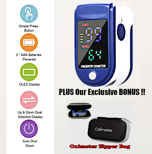 Instant Pulse Finger Oximeter used to measure Heart Rate and Oxygen Levels PLUS "OUR EXCLUSIVE BONUS" Zipper Case[Free Shipping]