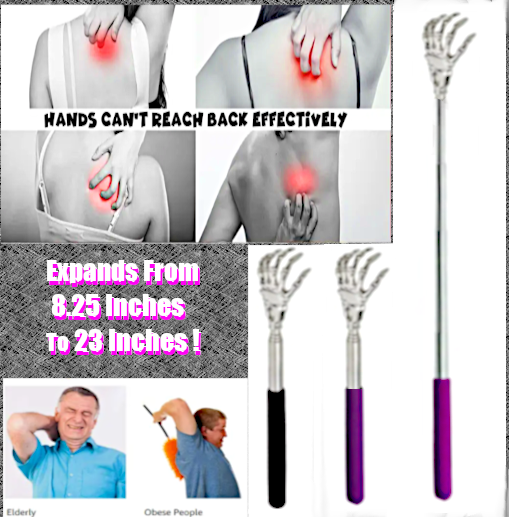 Itch-Relief Back Scratcher Tool with Telescoping Metal Wand -  Ergonomically Designed Scratching , Non-Slip Grip  [Free Shipping !]