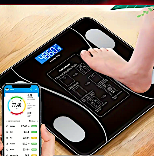 NEW 2024 Smart Fat Scale Bluetooth Electronic Weight Composition Analyzer Digital Scale (Piano Black)