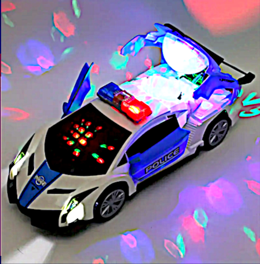 Dynamic Electric Sound-light Police Car With Flashing Revolving Doors/Hood/Trunk !