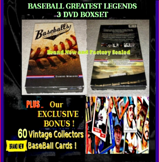 Baseball Greatest Legends 3DVD Boxset Collection with Bonus 60 Cards !