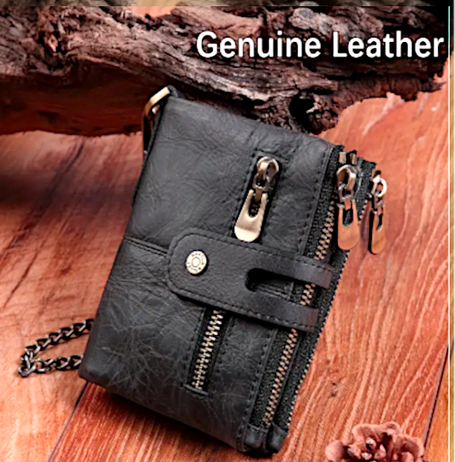 Leather Multi-Zippers Wallet 50% OFF