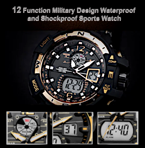 12 Function Military Designed shockproof Sports Watch : 50% OFF