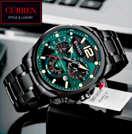 CURREN Luxury Chronograph Luminous Stainless Steel Quartz Sports Wristwatch