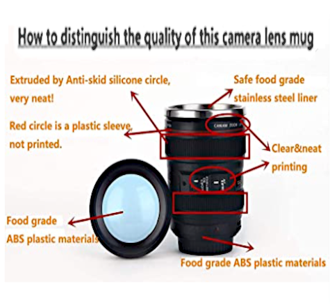12 oz Cool Insulated Thermos Replica Camera Lens Coffee Mug : $11.97 !