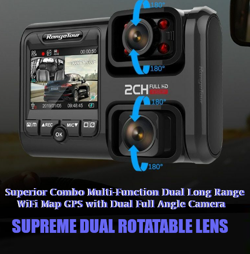 Superior Combo Multi-Function Dual Long Range WiFi GPS with Dual Full Angle Real Time Camera with Wide Lens 48%OFF
