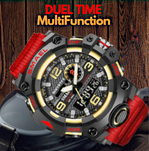 JF 15 Function Red Waterproof Military Wristwatch 45% OFF
