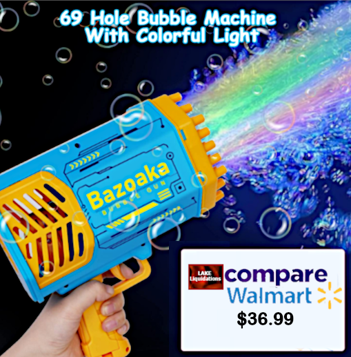MEGA 69 holes Colorful Lights Motorize Bubble Gun [Free Shipping !]